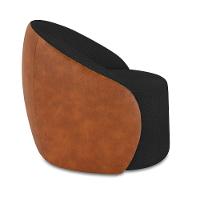 Poltrona Sala Orgânica Lua Giratória Sintético Pu Nozes/bouclê Preto D03 - D'rossi - 5