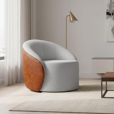 Poltrona Sala Orgânica Lua Giratória Sintético Pu Nozes/linho D03 - D'rossi Cor Cinza