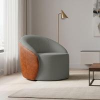 Poltrona Sala Orgânica Lua Giratória Sintético Pu Nozes/linho Grafite D03 - D'rossi - 1