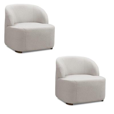 Kit 2 Poltronas Decorativas Orgânica Diully Bouclê E03 Tecido Bouclê Cinza Claro D'Rossi