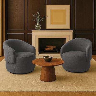 Poltrona Decorativa Orgânica Giratória Kit 2 Névoa Bouclê E03 - D'rossi Cor Cinza Escuro