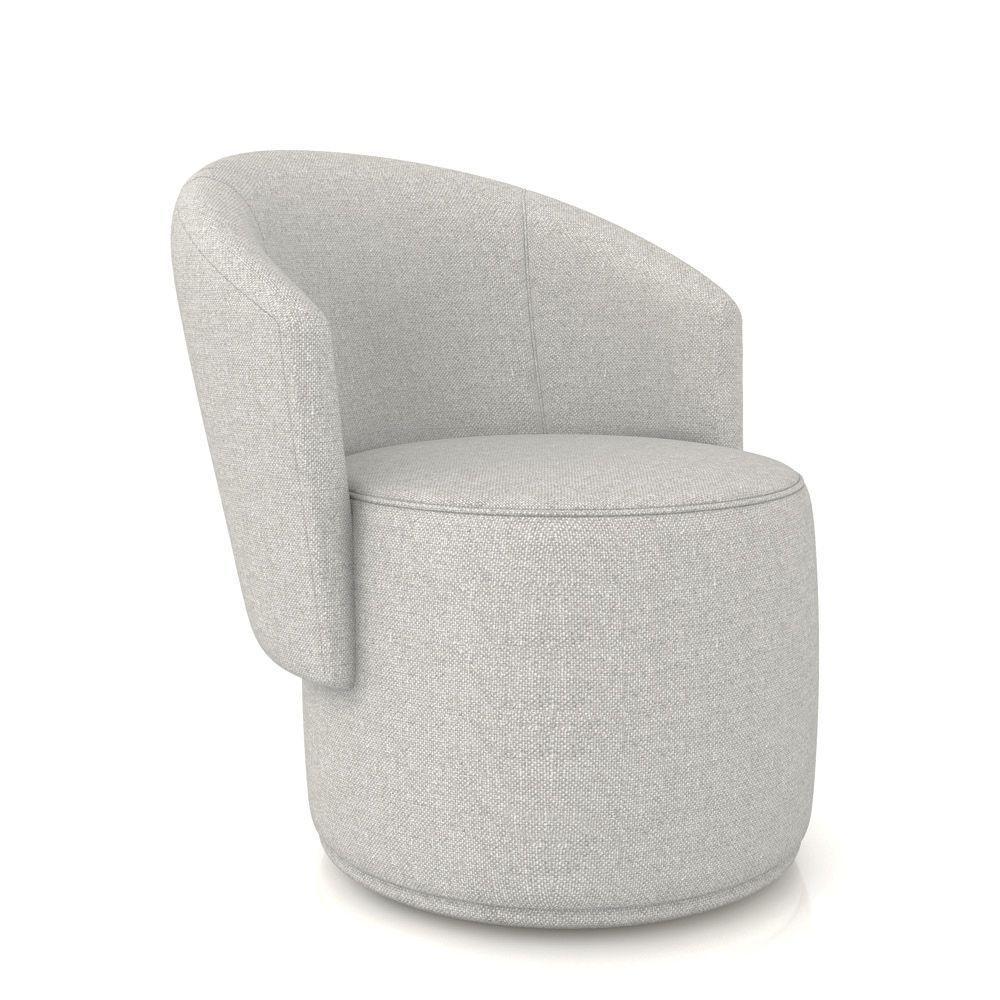 Poltrona Decorativa Orgânica Fixa Para Sala Malu Linho Cinza M11 - D'rossi - 2