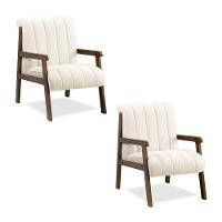 Poltrona Decorativa Sala Base De Madeira Kit 2 Daline Bouclê E03 - D'rossi Cor Bege - 2