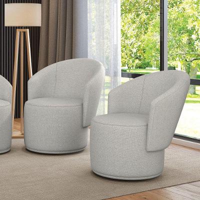 Poltrona Decorativa Orgânica Fixa Para Sala Kit 2 Malu Linho Cinza M11 - D'rossi