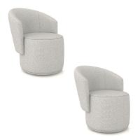 Poltrona Decorativa Orgânica Fixa Para Sala Kit 2 Malu Linho Cinza M11 - D'rossi - 2