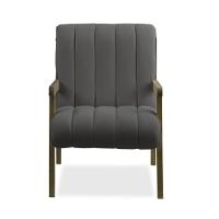 Poltrona Decorativa Sala Base De Madeira Kit 2 Daline Bouclê E03 - D'rossi Cor Cinza Escuro - 5