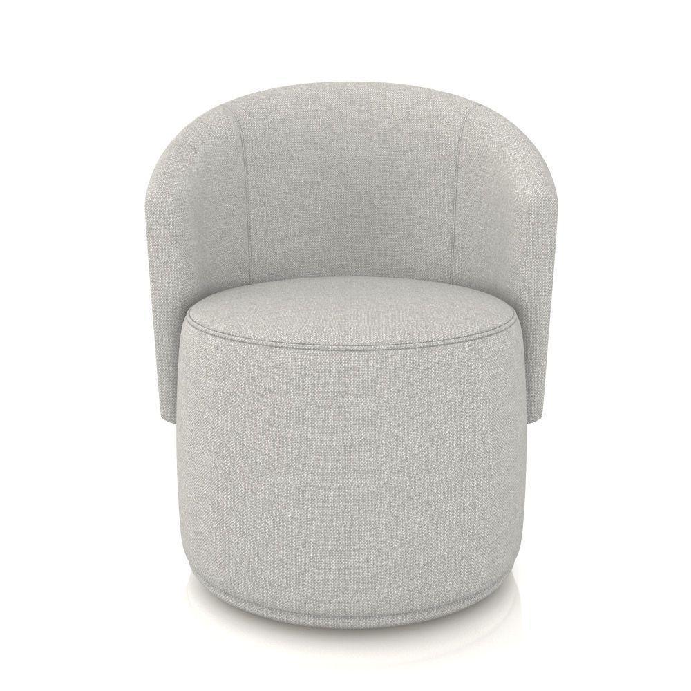 Poltrona E Puff Redondo Orgânico Para Sala Malu Linho M11 - D'rossi Cor Cinza - 7