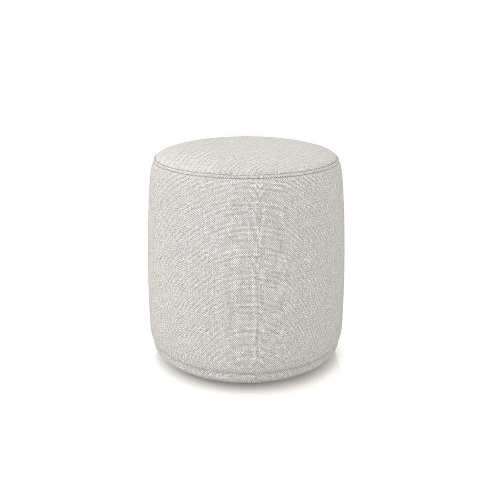 Poltrona E Puff Redondo Orgânico Para Sala Malu Linho M11 - D'rossi Cor Cinza - 10