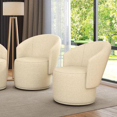 Poltrona Decorativa Orgânica Fixa Para Sala Kit 2 Malu Linho M11 - D'rossi Cor Bege