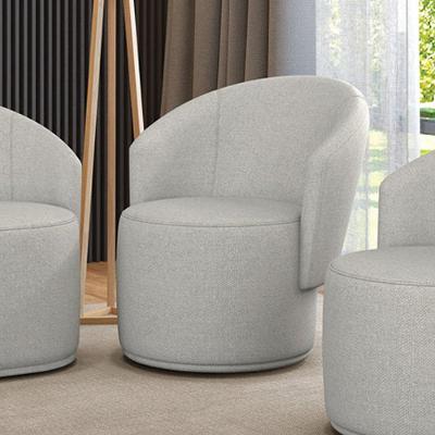 Poltrona Decorativa Orgânica Fixa Para Sala Malu Linho M11 - D'rossi Cor Cinza