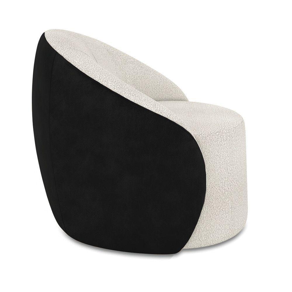 Poltrona Sala Orgânica Kit 2 Lua Fixa Sintético Pu Preto/bouclê D03 - D'rossi Cor Cinza - 6