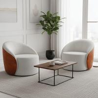 Poltrona Sala Orgânica Kit 2 Lua Fixa Sintético Pu Nozes/bouclê D03 - D'rossi Cor Cinza - 1