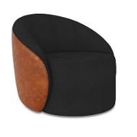 Poltrona Sala Orgânica Kit 2 Lua Fixa Sintético Pu Nozes/bouclê D03 - D'rossi Cor Preto - 5