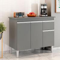 Balcão Cozinha Com Tampo 100cm 3 Portas Taylla A01 - D'rossi Cor Cinza - 1