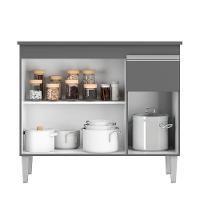 Balcão Cozinha Com Tampo 100cm 3 Portas Taylla A01 - D'rossi Cor Cinza - 4