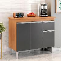 Balcão Cozinha Com Tampo 100cm 3 Portas Taylla A01 - D'rossi Cor Amendoa E Preto - 1