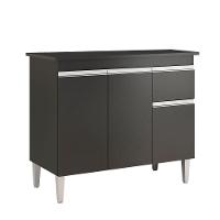 Balcão Cozinha Com Tampo 100cm 3 Portas Taylla A01 - D'rossi Cor Preto - 2