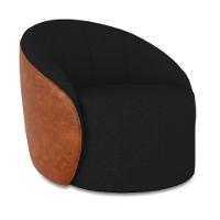 Poltrona Sala Orgânica Kit 2 Lua Fixa Sintético Pu Nozes/linho D03 - D'rossi Cor Preto - 5