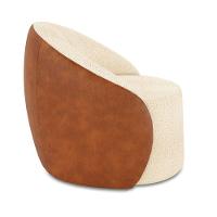 Poltrona Sala Orgânica Kit 2 Lua Fixa Sintético Pu Nozes/bouclê Bege D03 - D'rossi - 2