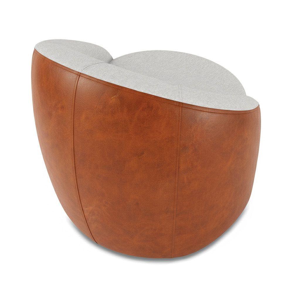 Poltrona Sala Orgânica Kit 2 Lua Fixa Sintético Pu Nozes/linho Cinza D03 - D'rossi - 3