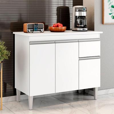 Balcão Cozinha Com Tampo 100cm 3 Portas Taylla A01 - D'rossi Cor Branco