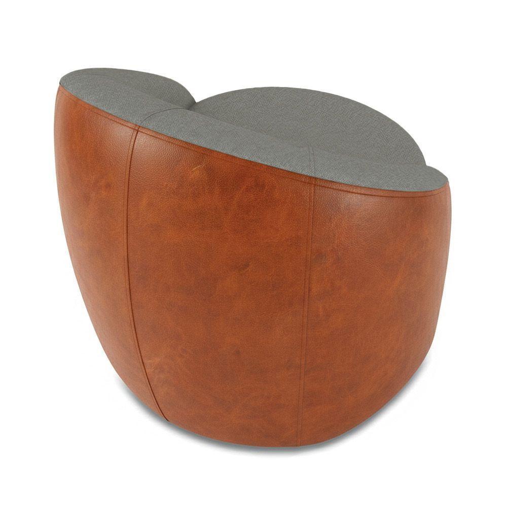 Poltrona Sala Orgânica Kit 2 Lua Fixa Sintético Pu Nozes/linho D03 - D'rossi Cor Grafite - 7