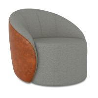 Poltrona Sala Orgânica Kit 2 Lua Fixa Sintético Pu Nozes/linho D03 - D'rossi Cor Grafite - 5