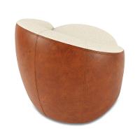 Poltrona Sala Orgânica Kit 2 Lua Fixa Sintético Pu Nozes/linho D03 - D'rossi Cor Bege - 7