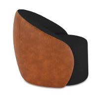 Poltrona Sala Orgânica Kit 2 Lua Fixa Sintético Pu Nozes/linho Preto D03 - D'rossi - 6