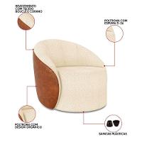 Poltrona Sala Orgânica Lua Fixa Sintético Pu Nozes/bouclê D03 - D'rossi Cor Bege - 3