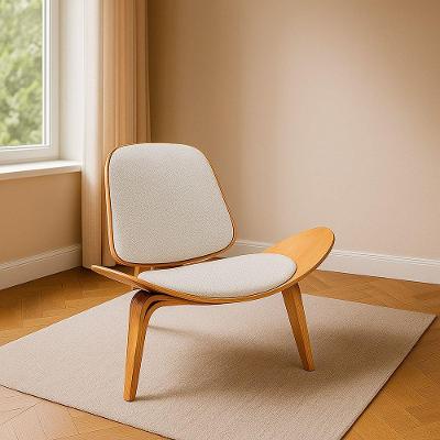 Poltrona Decorativa Base De Madeira Shell Linho P01 - D'rossi Cor Cinza