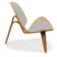 Poltrona Decorativa Base De Madeira Shell Linho P01 - D'rossi Cor Cinza - 6