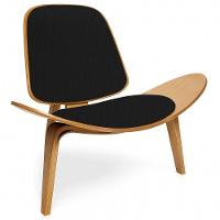 Poltrona Decorativa Base De Madeira Shell Linho P01 - D'rossi Cor Preto