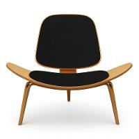 Poltrona Decorativa Base De Madeira Shell Linho P01 - D'rossi Cor Preto - 6