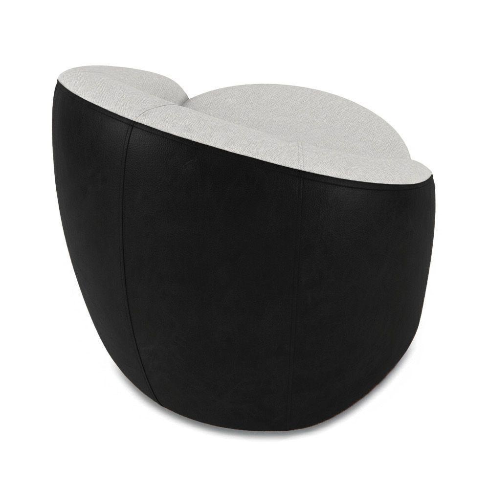 Poltrona Sala Orgânica Kit 2 Lua Fixa Sintético Pu Preto/linho Cinza D03 - D'rossi - 3