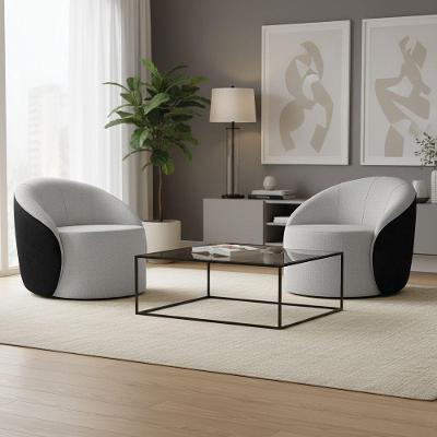 Kit 2 Poltronas Sala Orgânica Lua Sintético Pu Linho Cinza Preto D'Rossi