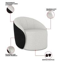 Poltrona Sala Orgânica Kit 2 Lua Fixa Sintético Pu Preto/linho Cinza D03 - D'rossi - 6