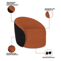 Poltrona Sala Orgânica Kit 2 Lua Fixa Sintético Pu Preto/bouclê Terra D03 - D'rossi - 3