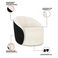 Poltrona Sala Orgânica Kit 2 Lua Fixa Sintético Pu Preto/bouclê D03 - D'rossi Cor Off White - 3