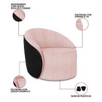 Poltrona Sala Orgânica Kit 2 Lua Fixa Sintético Pu Preto/bouclê D03 - D'rossi Cor Rose