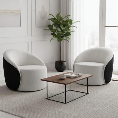 Poltrona Sala Orgânica Kit 2 Lua Fixa Sintético Pu Preto/bouclê Cinza D03 - D'rossi