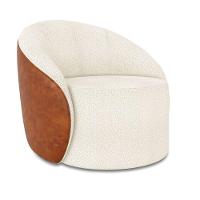 Poltrona Sala Orgânica Lua Fixa Sintético Pu Nozes/bouclê Off White D03 - D'rossi - 2