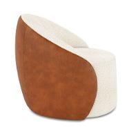 Poltrona Sala Orgânica Lua Fixa Sintético Pu Nozes/bouclê D03 - D'rossi Cor Off White - 3