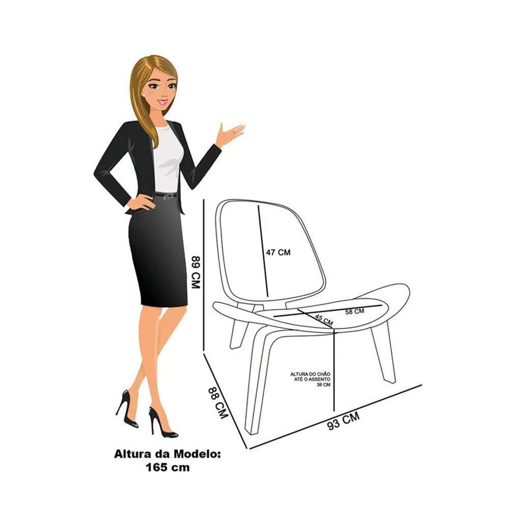 Poltrona Decorativa Base De Madeira Shell Linho P01 - D'rossi Cor Grafite - 4