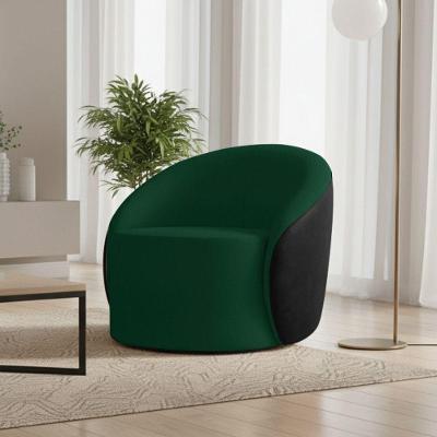 Poltrona Sala Orgânica Lua Fixa Sintético Pu Preto/bouclê Verde D03 - D'rossi