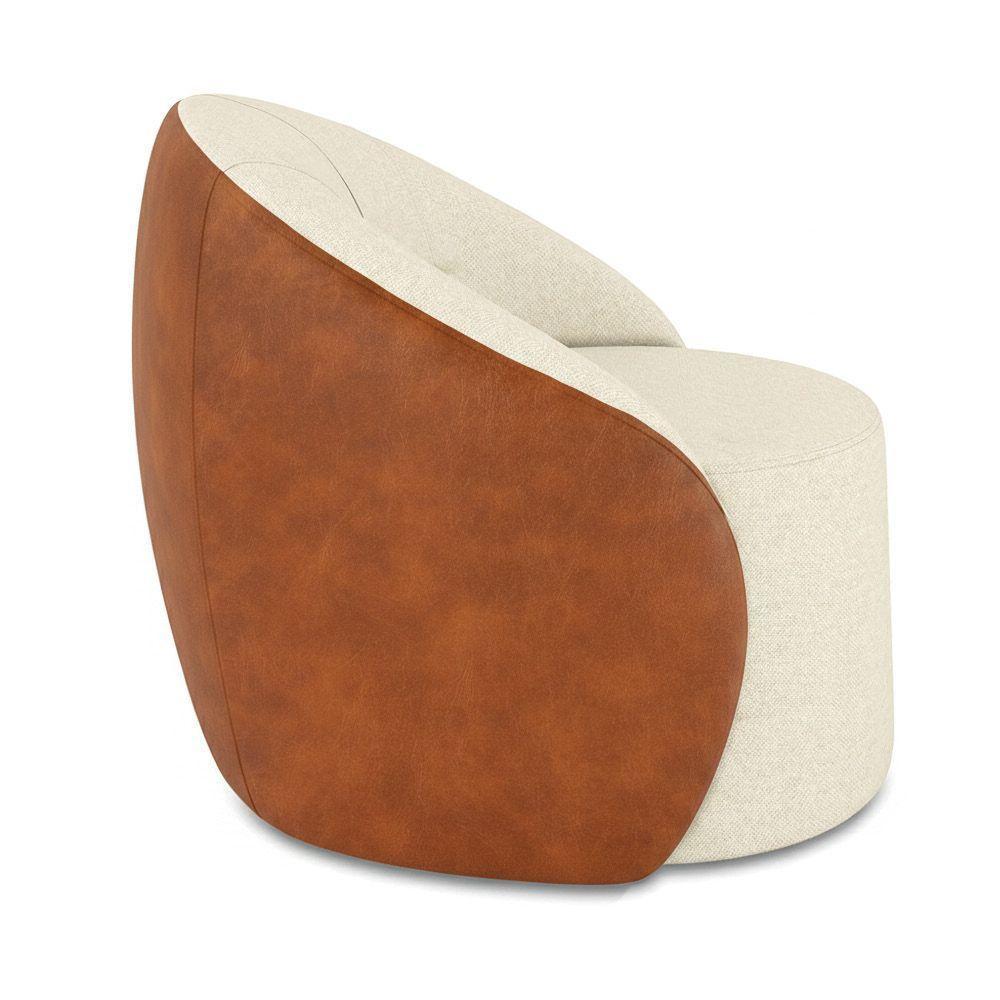 Poltrona Sala Orgânica Lua Fixa Sintético Pu Nozes/linho Bege D03 - D'rossi - 5