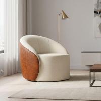 Poltrona Sala Orgânica Lua Fixa Sintético Pu Nozes/linho Bege D03 - D'rossi - 1