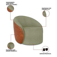 Poltrona Sala Orgânica Lua Fixa Sintético Pu Nozes/bouclê Pistache D03 - D'rossi - 3