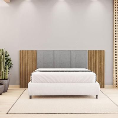 Cabeceira Casal Queen Cama Box 268cm Ripado Selma Brisa/linho Cinza V01 - D'rossi