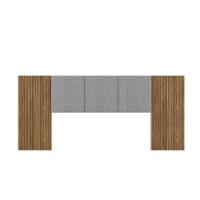 Cabeceira Casal Queen Cama Box 268cm Ripado Selma Brisa/linho Cinza V01 - D'rossi - 2